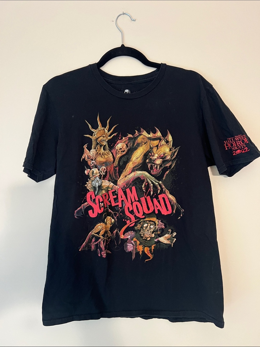 Universal Black Tee with White Halloween Horror Nights Print